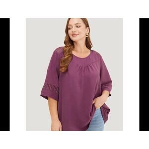 BloomChic Mauve Pink Boho Lace Patchwork Shirt Plus Size 2X 18 to 20 NWT